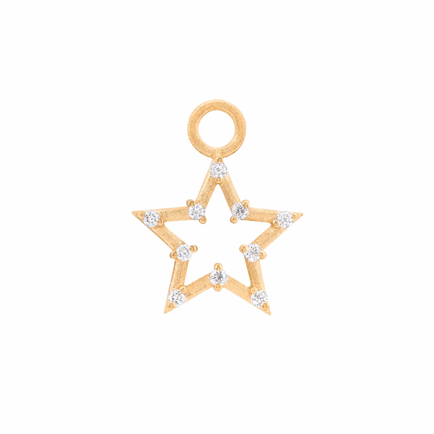 Brushed Open Star Diamond Charm