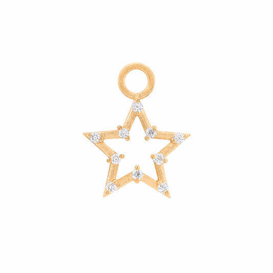 Brushed Open Star Diamond Charm