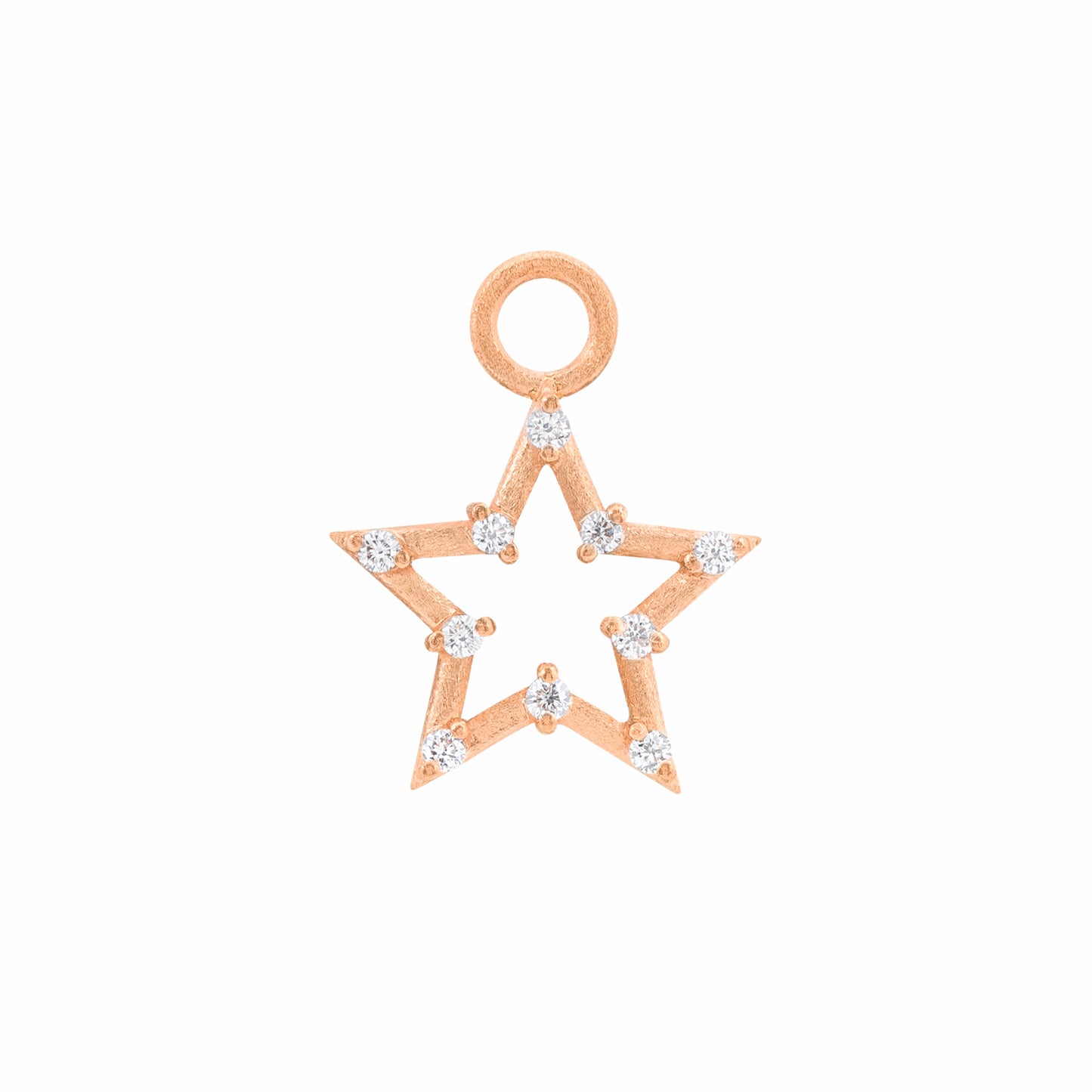 Brushed Open Star Diamond Charm