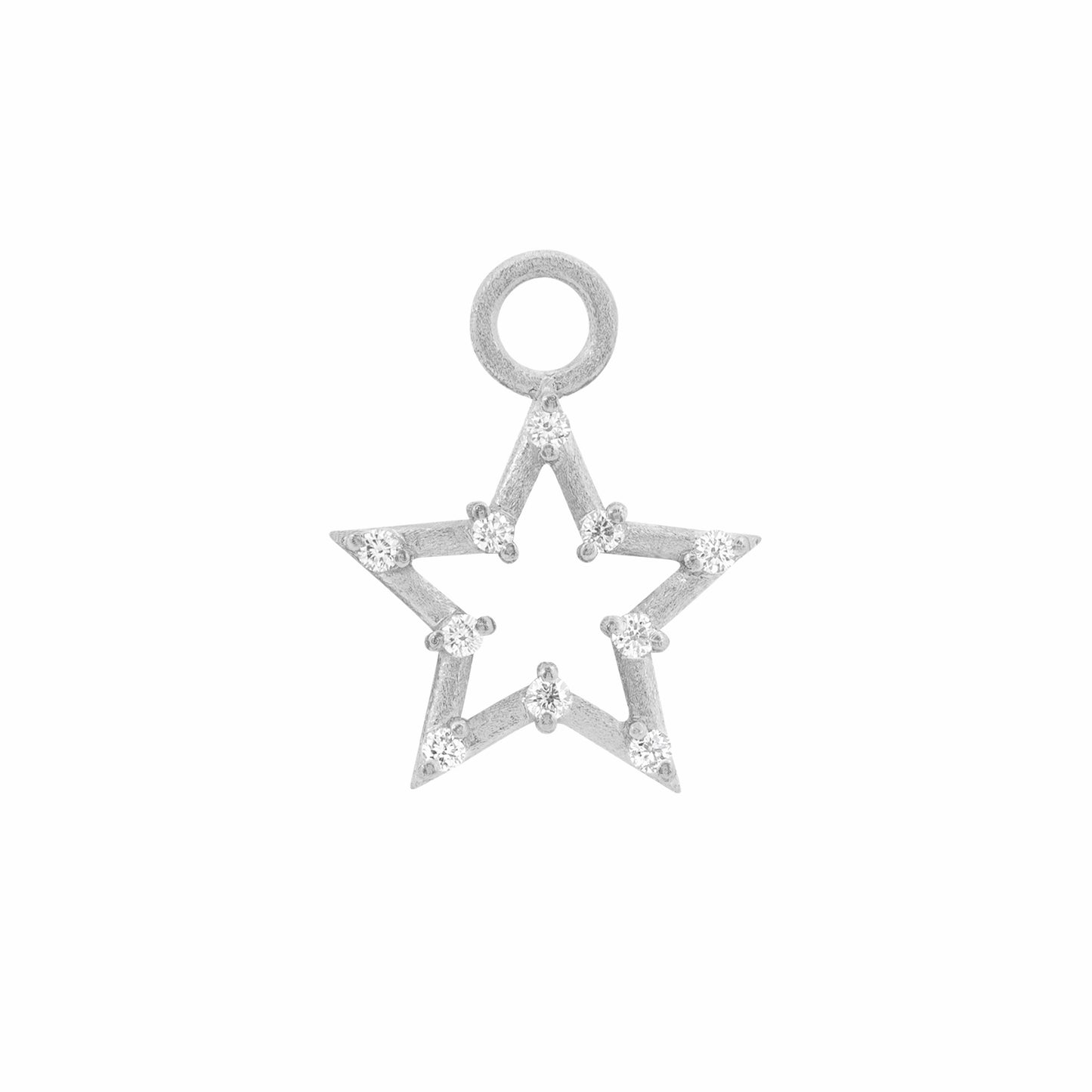 Brushed Open Star Diamond Charm